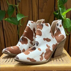 Cow Print Ankle Boots